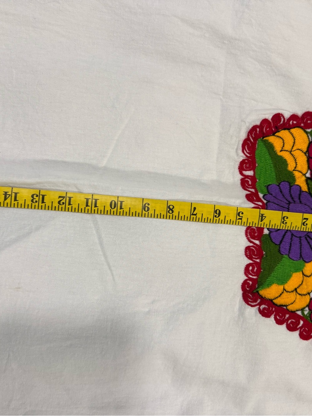 Embroidered Mexican Floral Blouse White Colorful Boho Top - Picture 4 of 4